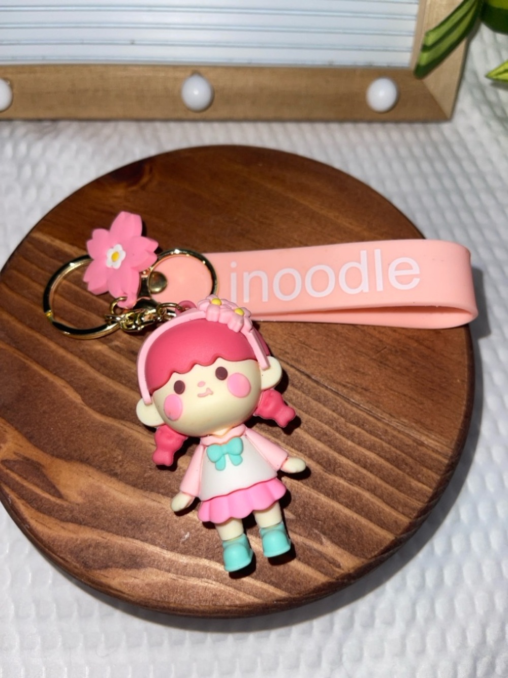 Cherry Blossom Kawaii Girl Keychain Pink Doll Sakura Bag Charm Strap